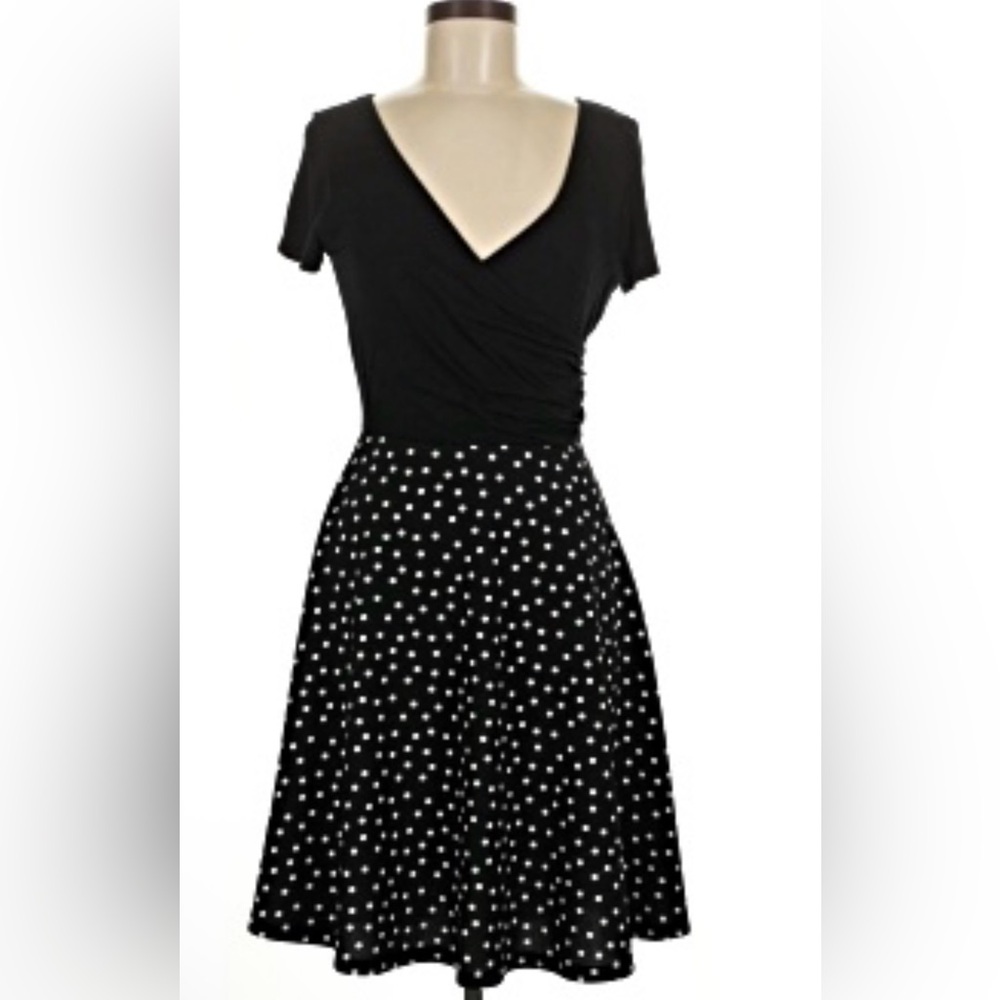 Gilli Black Polka Dot Wrap Dress ModCloth Medium